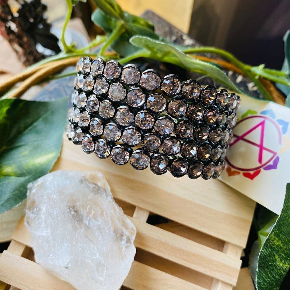 Amrita Singh Clear Austrian Crystal Gun Metal Cuff Gorgeous